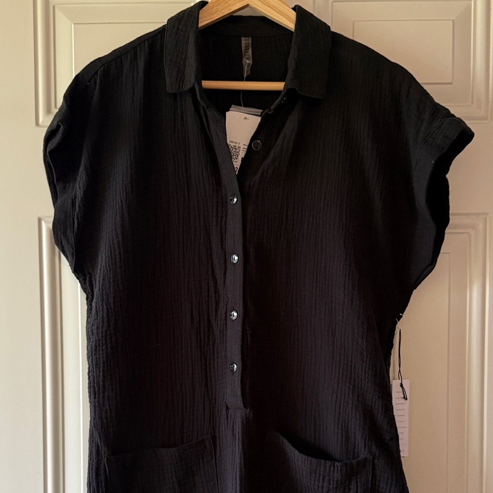 Forever 21 Black Gauzy Swim Coverup Romper